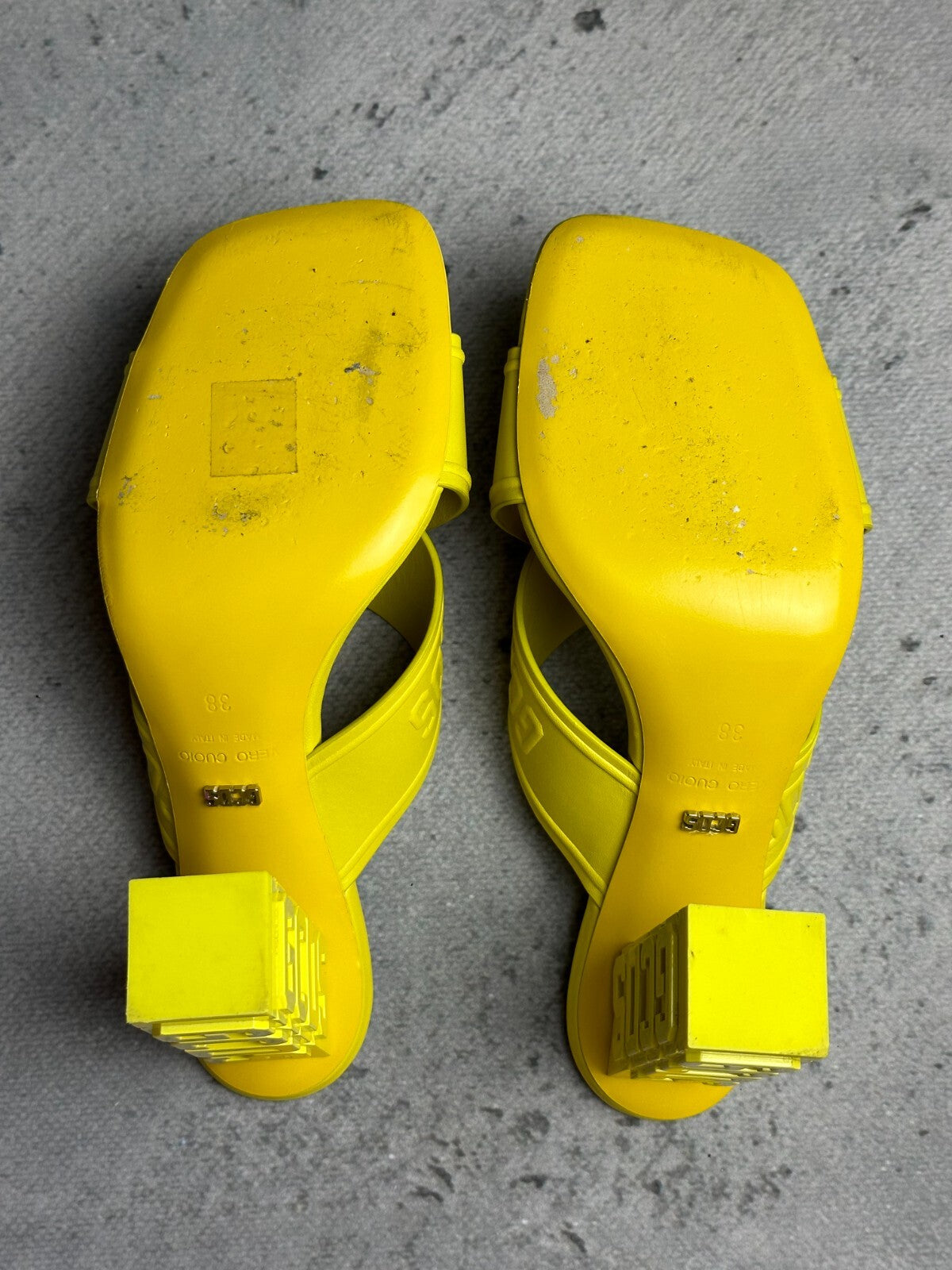 GCDS Leather Yellow Heels Sandals Luxury