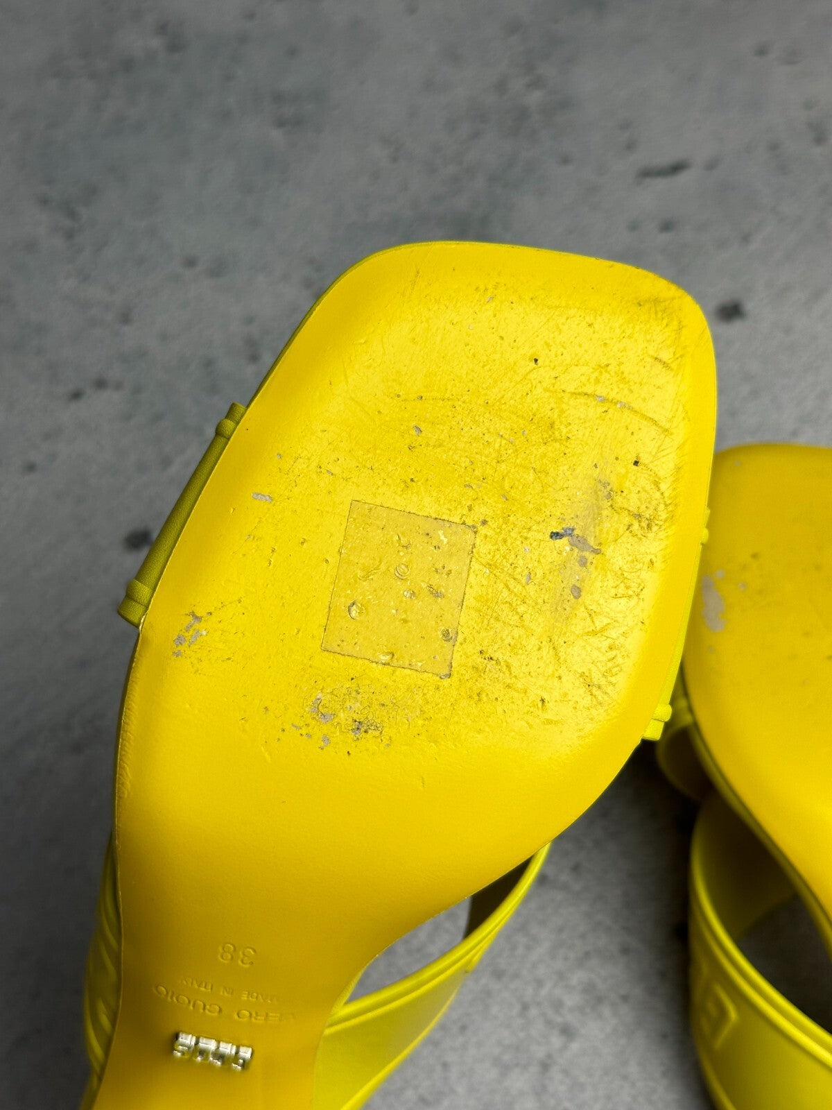 GCDS Leather Yellow Heels Sandals Luxury
