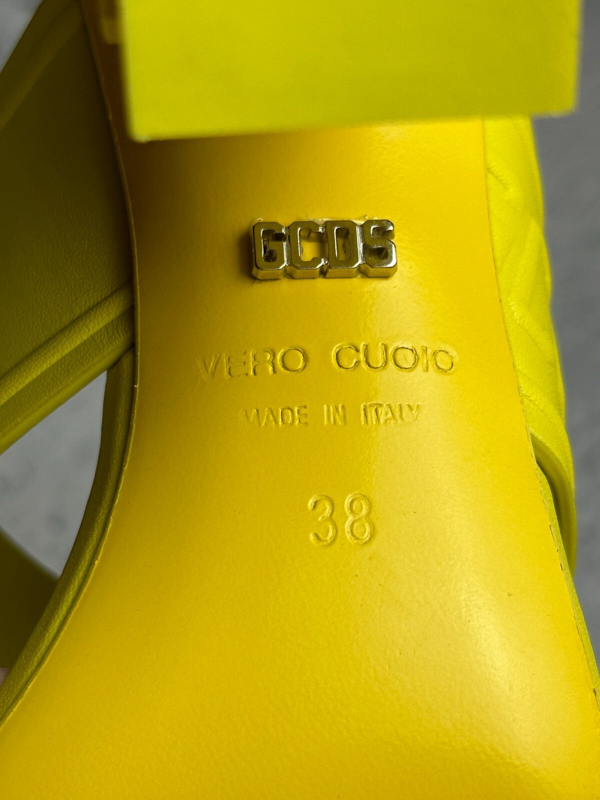 GCDS Leather Yellow Heels Sandals Luxury