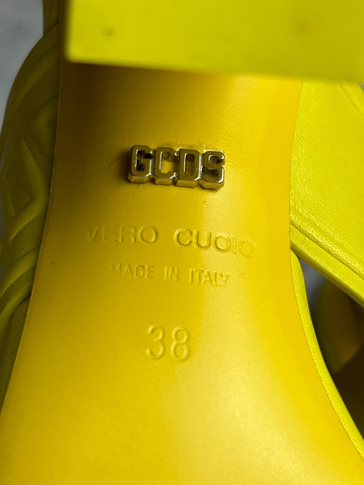 GCDS Leather Yellow Heels Sandals Luxury