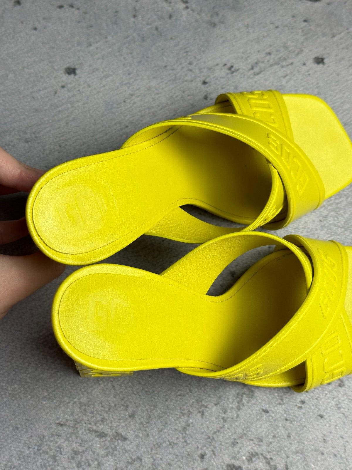 GCDS Leather Yellow Heels Sandals Luxury