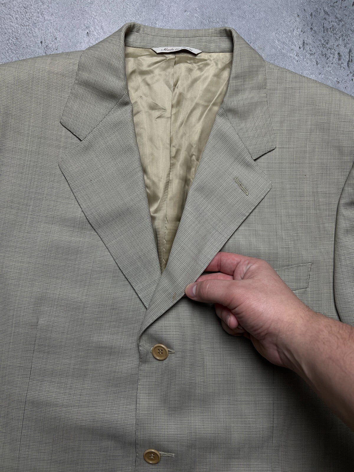 Canali Italy Beige Wool Classic Blazer Jacket