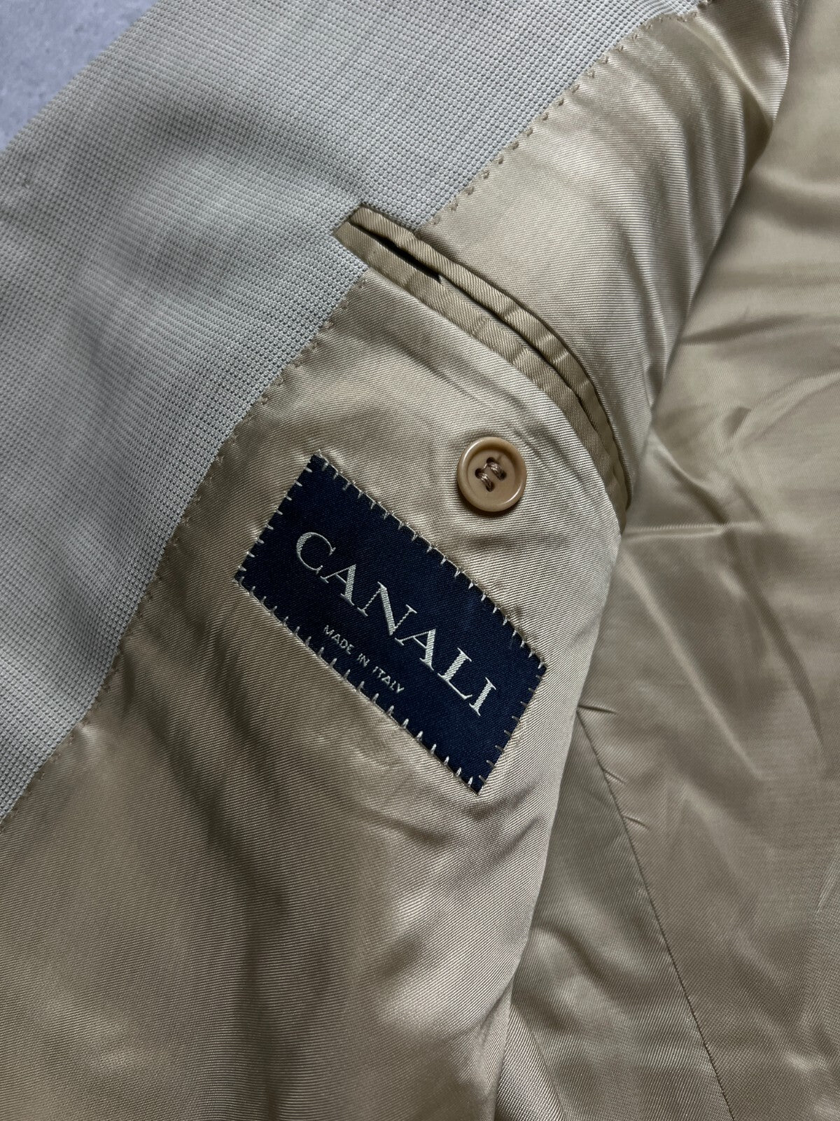 Canali Italy Beige Wool Classic Blazer Jacket