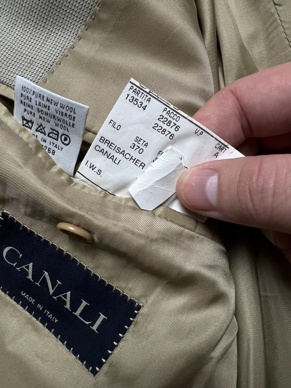 Canali Italy Beige Wool Classic Blazer Jacket