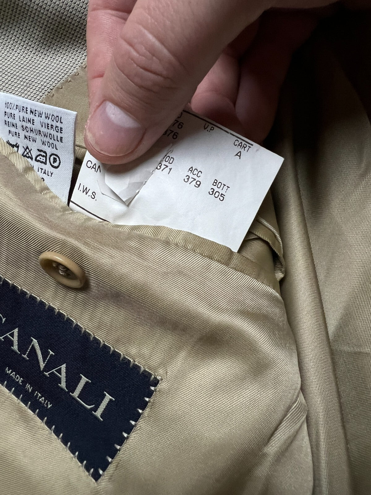 Canali Italy Beige Wool Classic Blazer Jacket