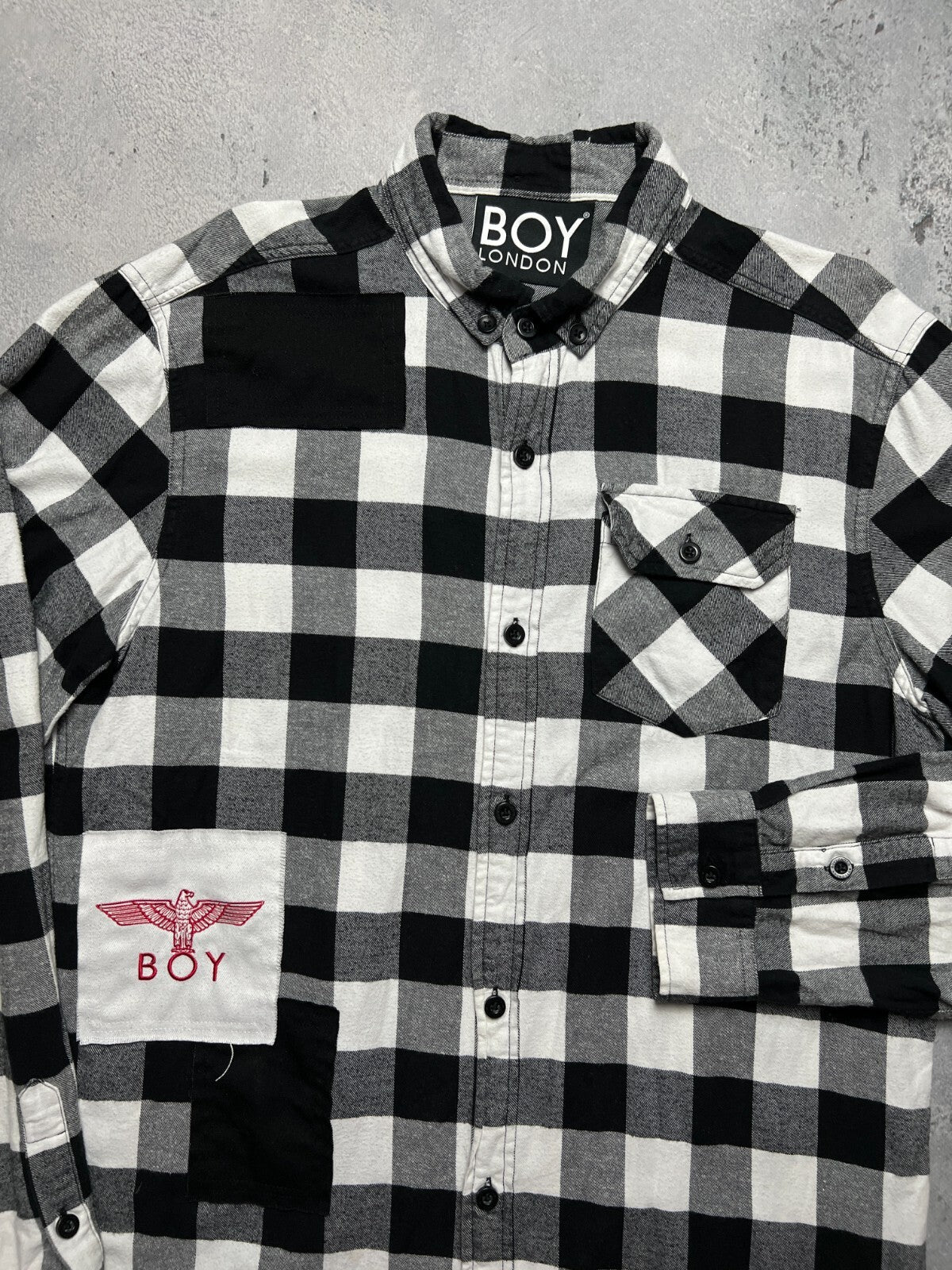 Boy London Big Logo Embroidery 1976 Checked Flannel USA y2k