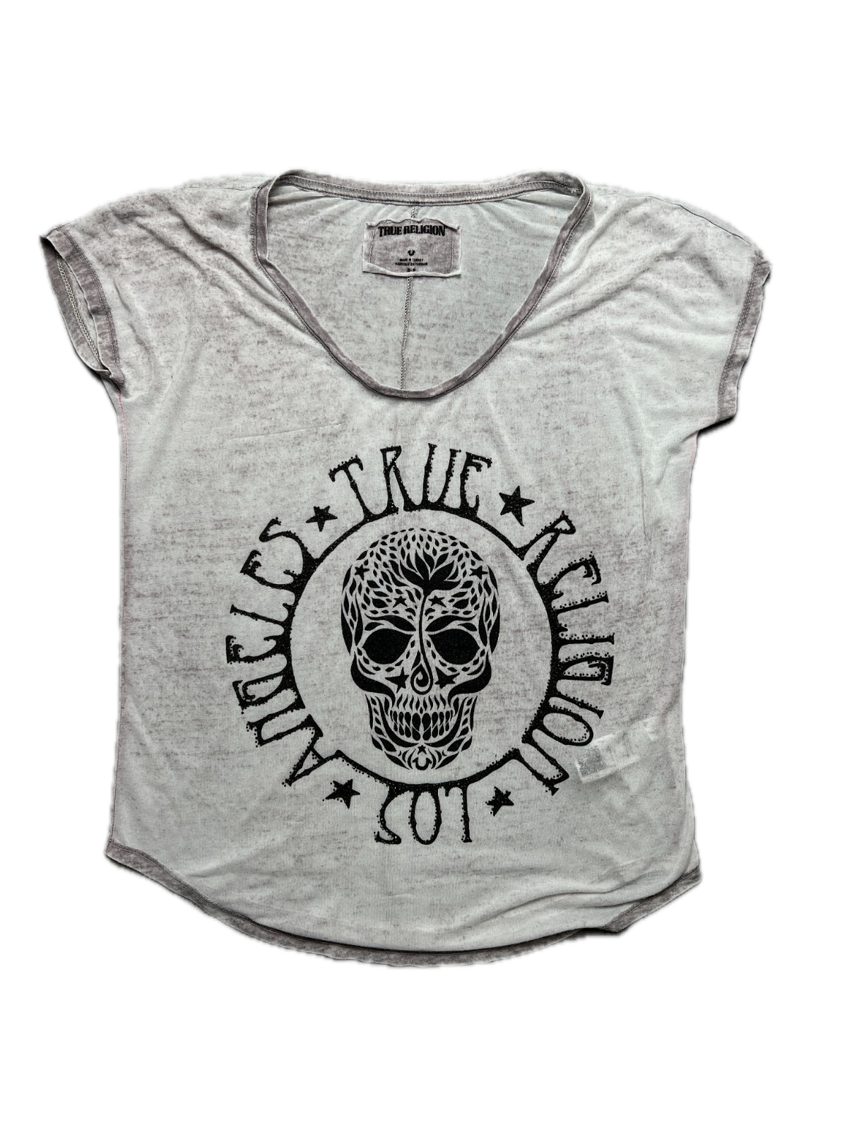 True Religion Skull Los Angeles USA T Shirt Big Logo Y2k Rap