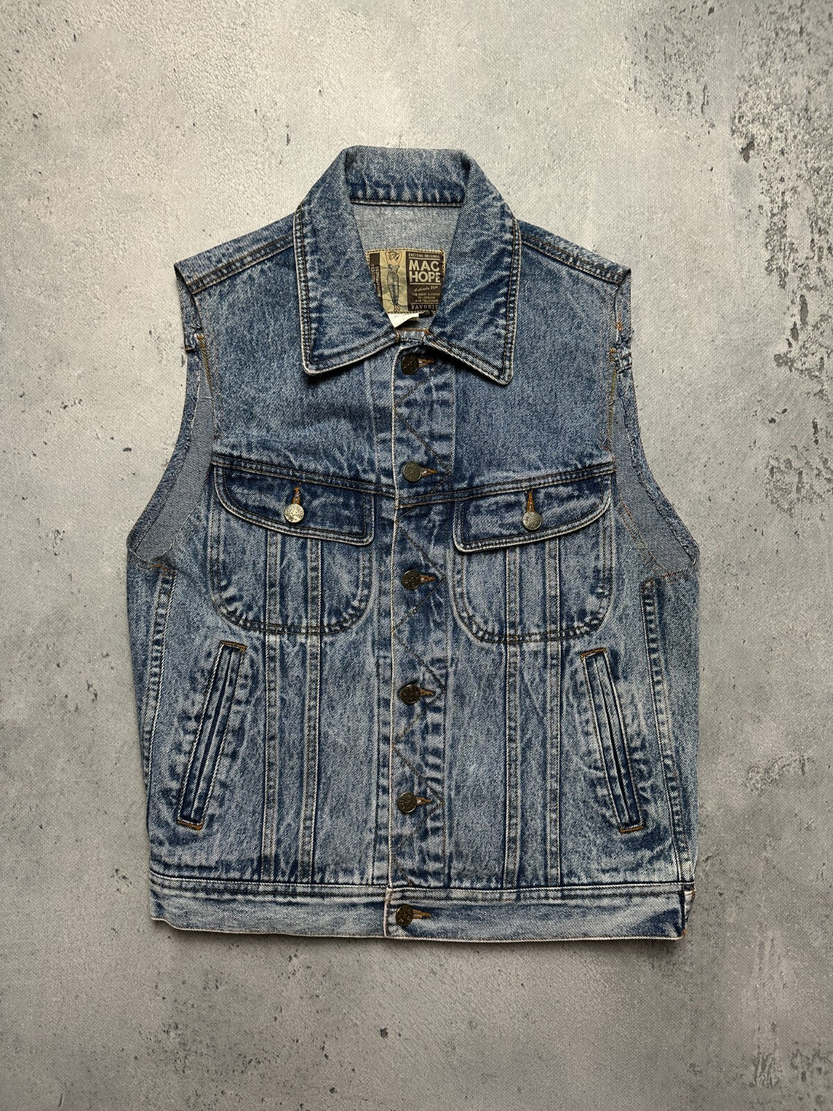 Vintage Japanese Machope Denim Vest Jacket Gilet 90s Rare