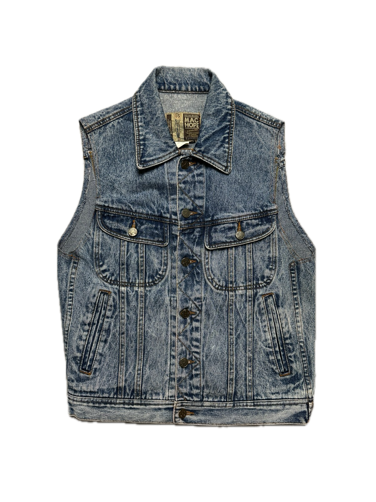 Vintage Japanese Machope Denim Vest Jacket Gilet 90s Rare
