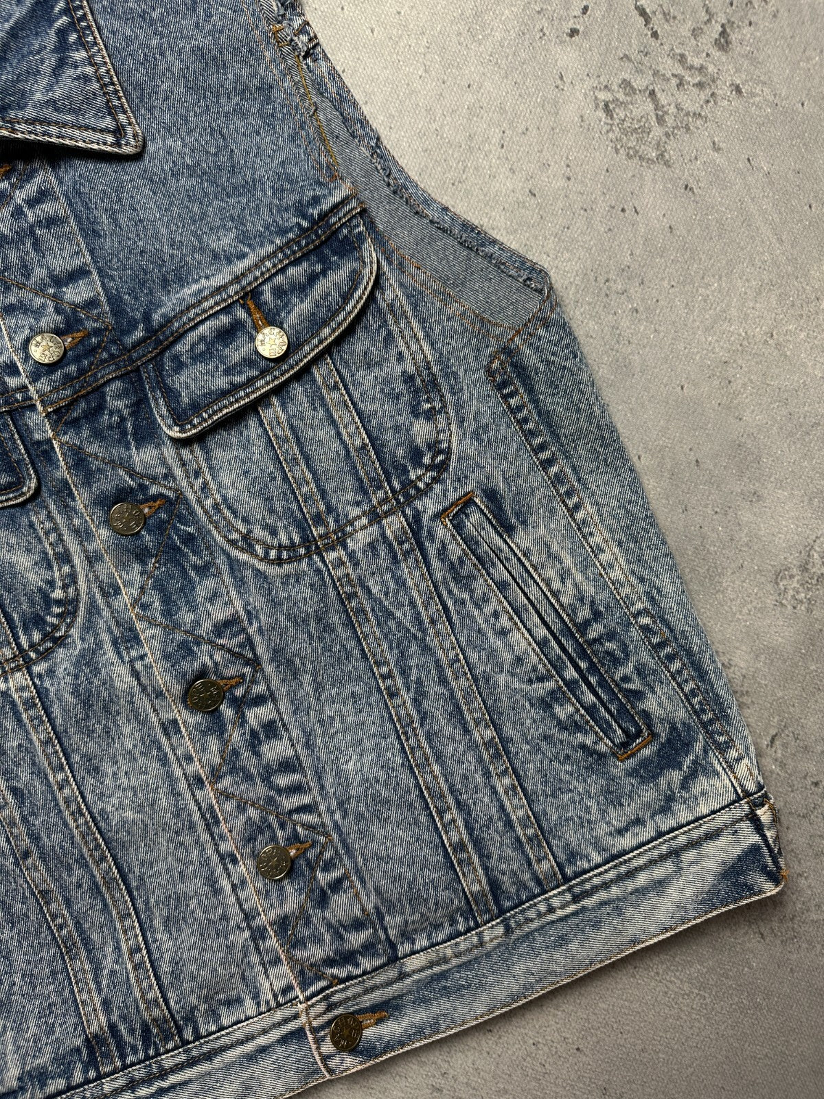 Vintage Japanese Machope Denim Vest Jacket Gilet 90s Rare
