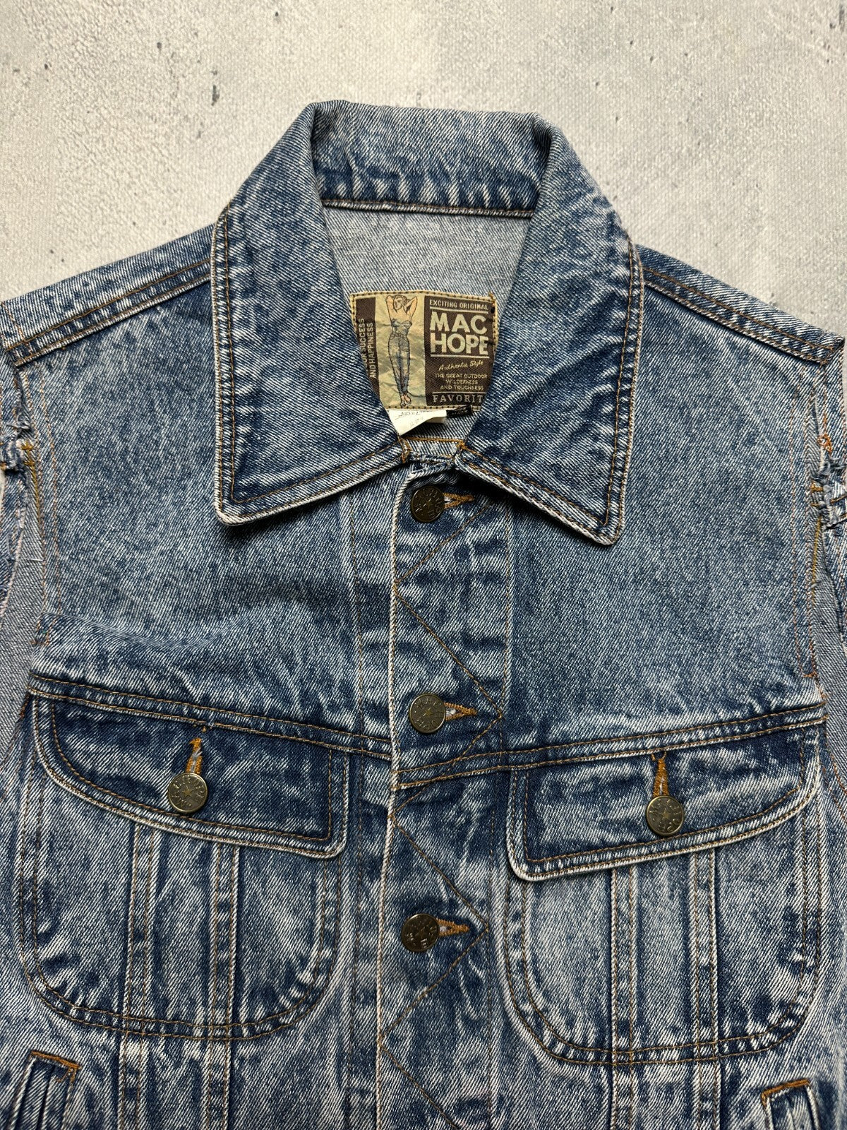 Vintage Japanese Machope Denim Vest Jacket Gilet 90s Rare