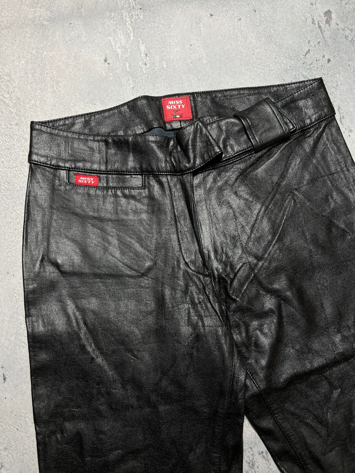 Miss Sixty Faux Leather Flared Pants Luxury Archive 90s y2k