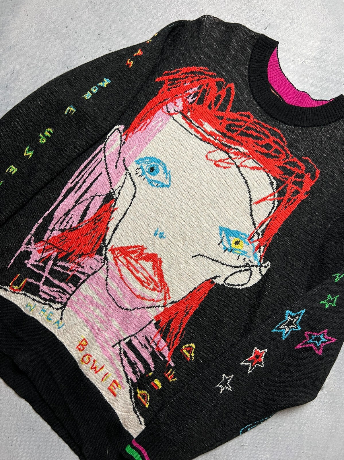 Wah Wah David Bowie Noel Fielding Retro Rare Abstract Sweater