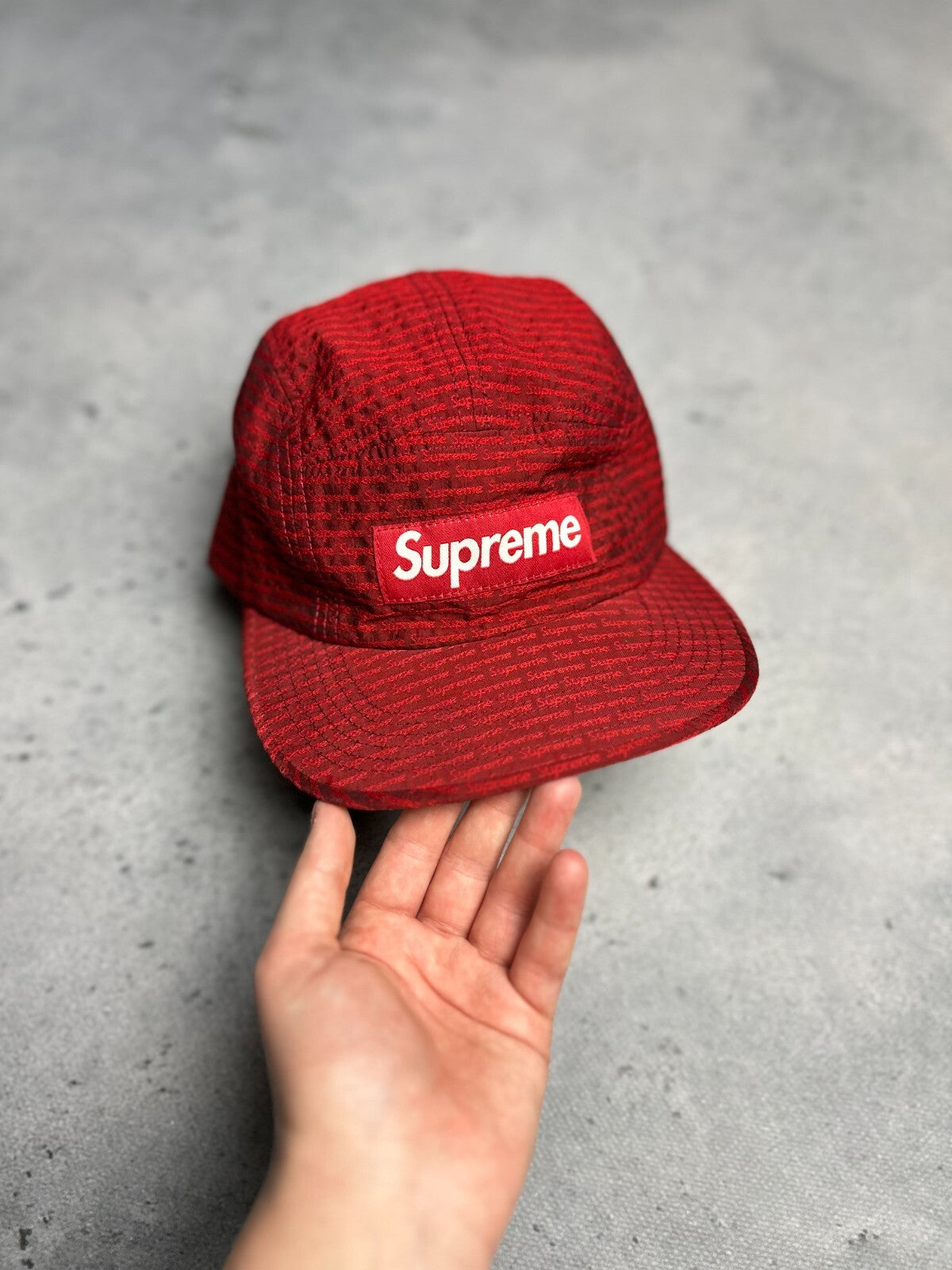 Supreme Repeater Camo Cap Red 5 Panel Hype Made In U.S.A y2k