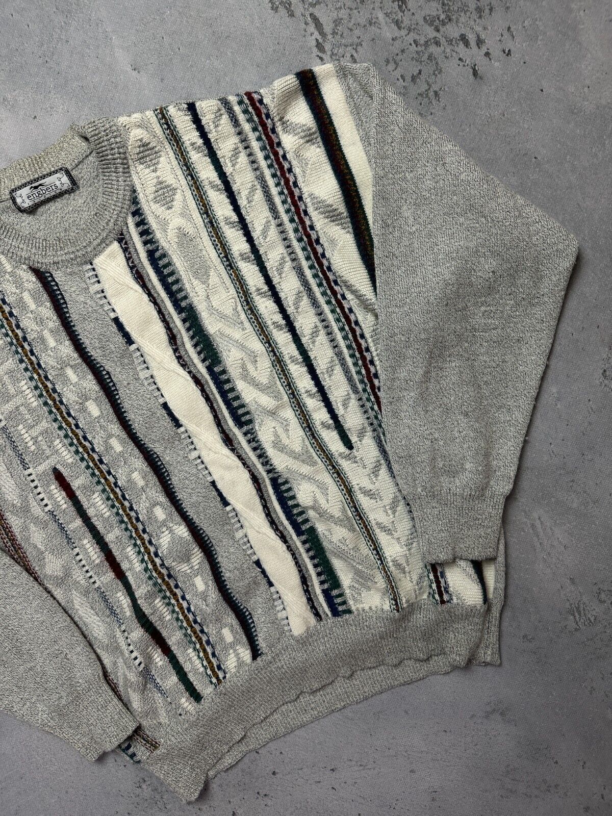 Vintage Engbers Italy Wool Knit Sweater Coogi Style 90s y2k