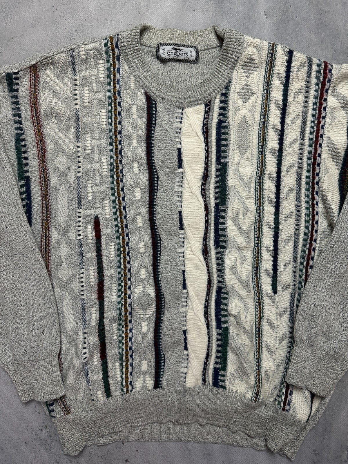 Vintage Engbers Italy Wool Knit Sweater Coogi Style 90s y2k