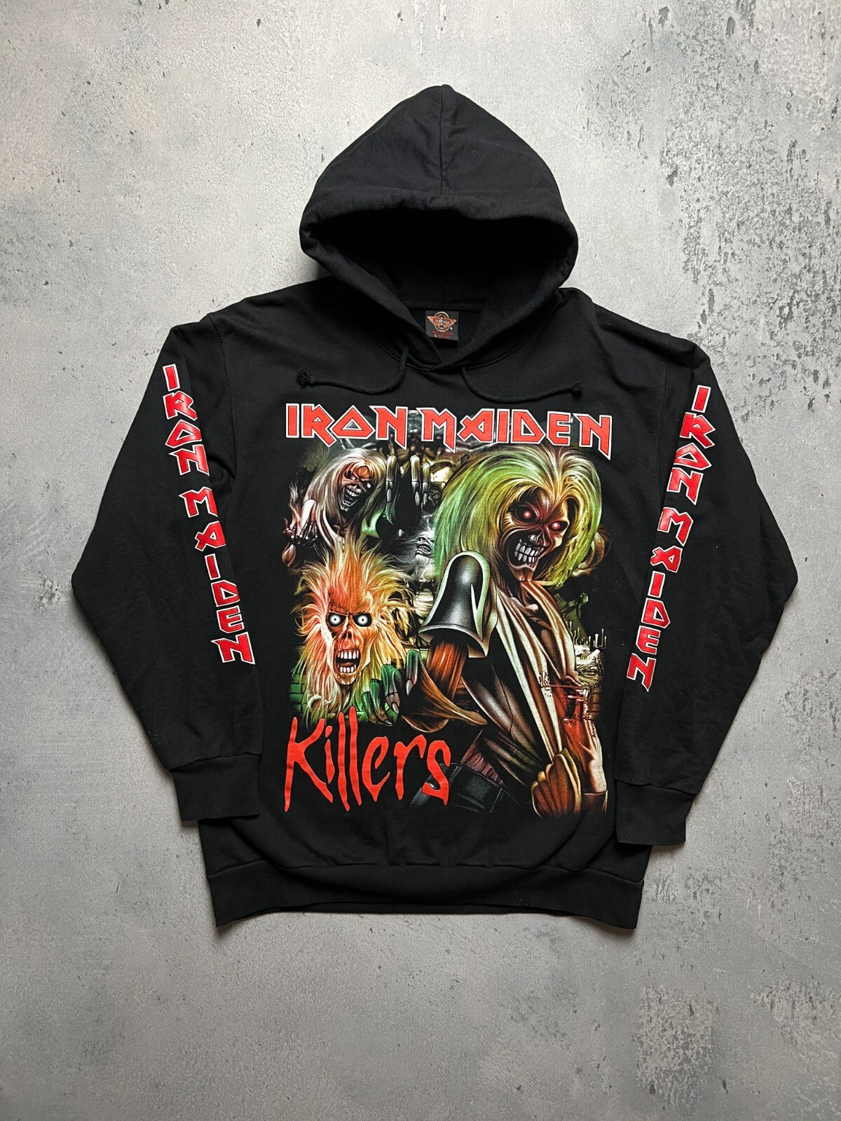 1990s Iron Maiden Killers Overprint y2k Hoodie Rock 90s 80s