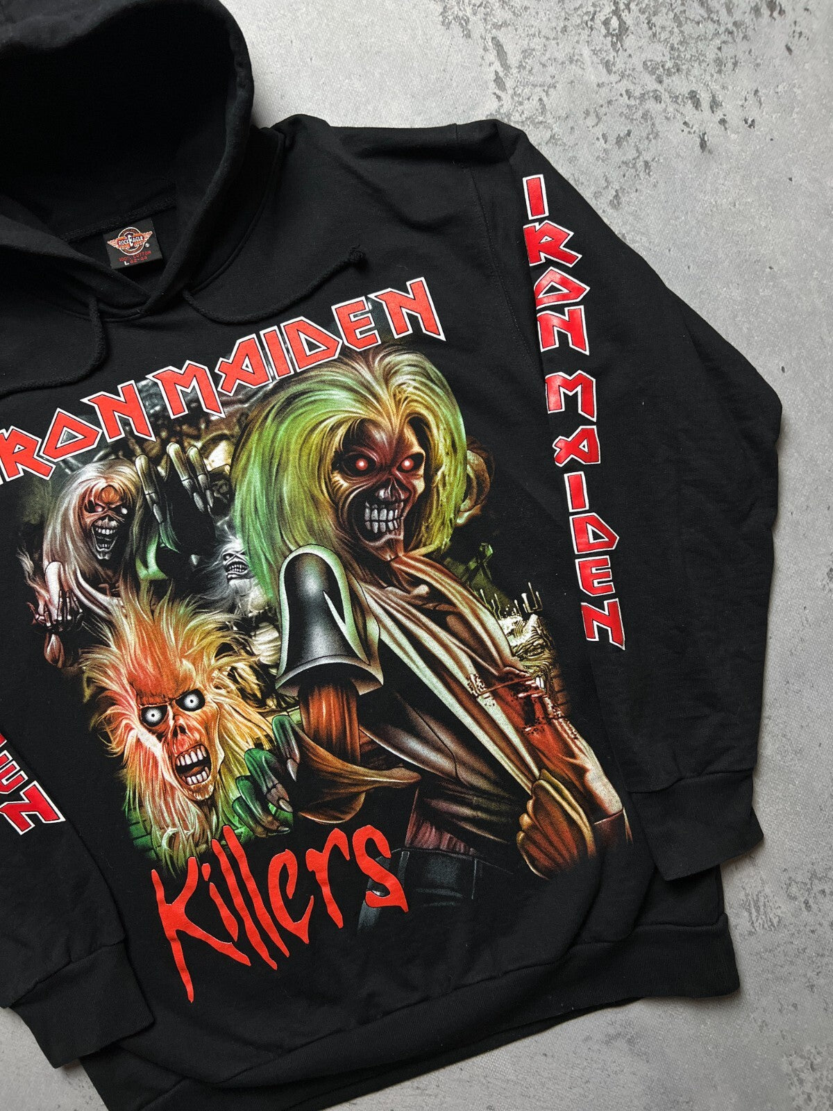 1990s Iron Maiden Killers Overprint y2k Hoodie Rock 90s 80s