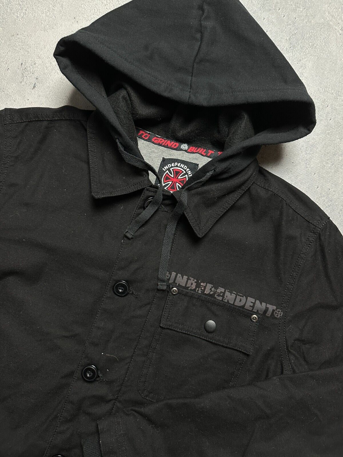 Independent Black Skater Light Denim Jacket y2k 90s USA Rare
