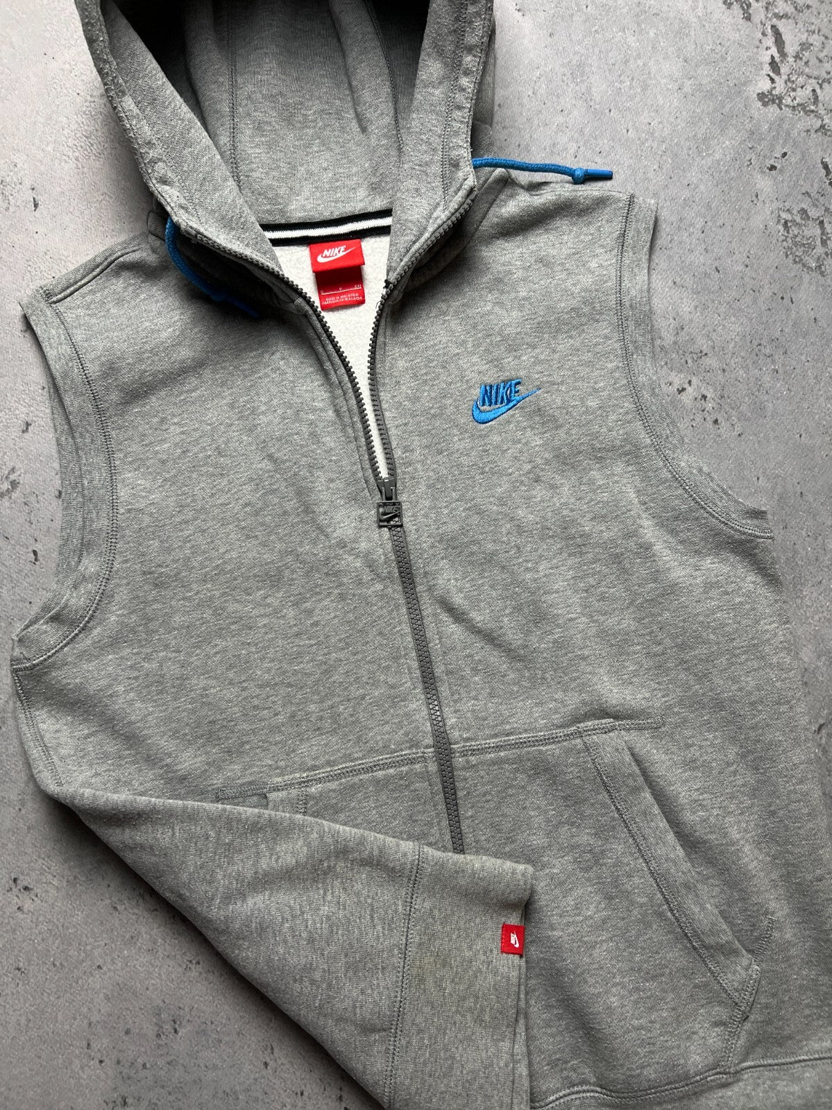 Vintage 90s Nike Hoodie Vest Zip up Running Jogging Exercise