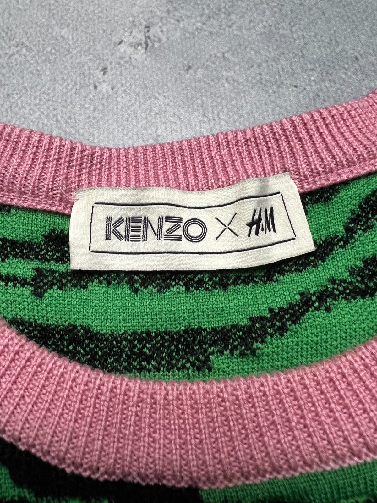 Kenzo x H&M Tiger Stripe Pattern Knit Wool Blend Sweater y2k