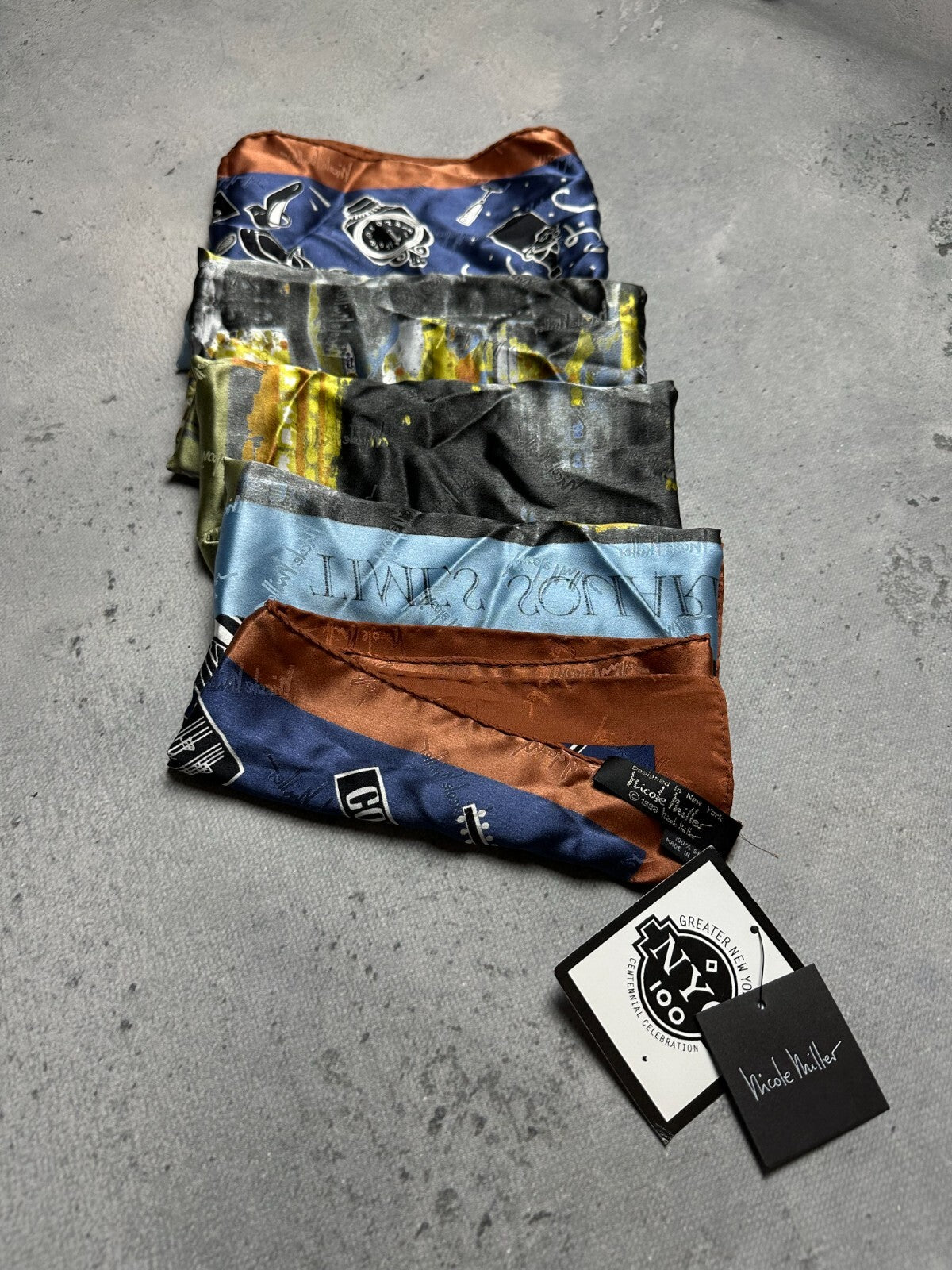 Nicole Miller 1998 Silk Scarf Times Square New York 90s Hype