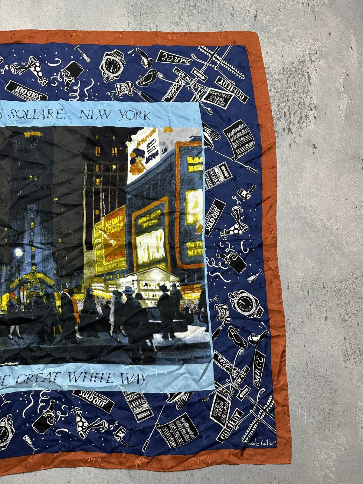 Nicole Miller 1998 Silk Scarf Times Square New York 90s Hype