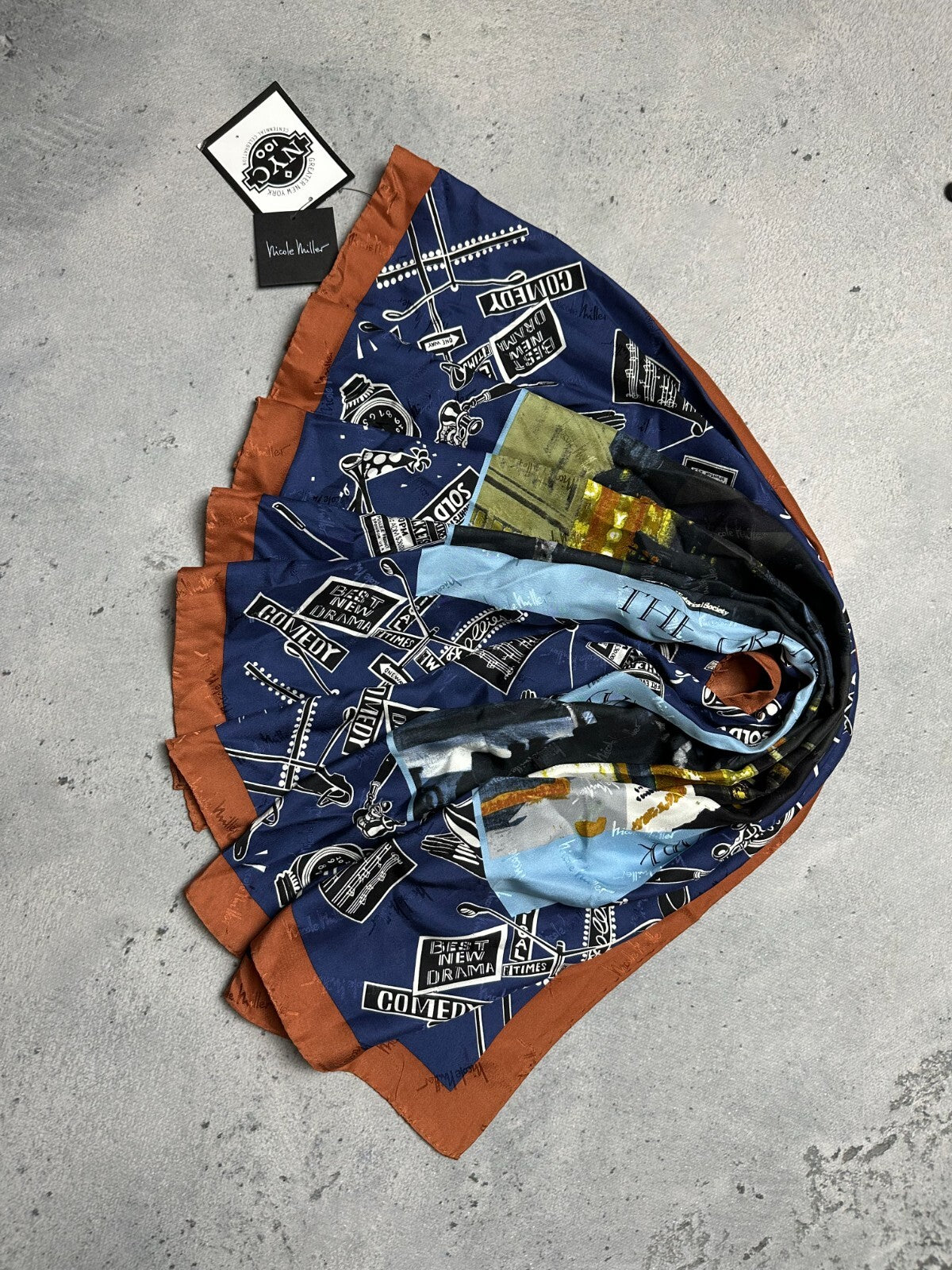 Nicole Miller 1998 Silk Scarf Times Square New York 90s Hype