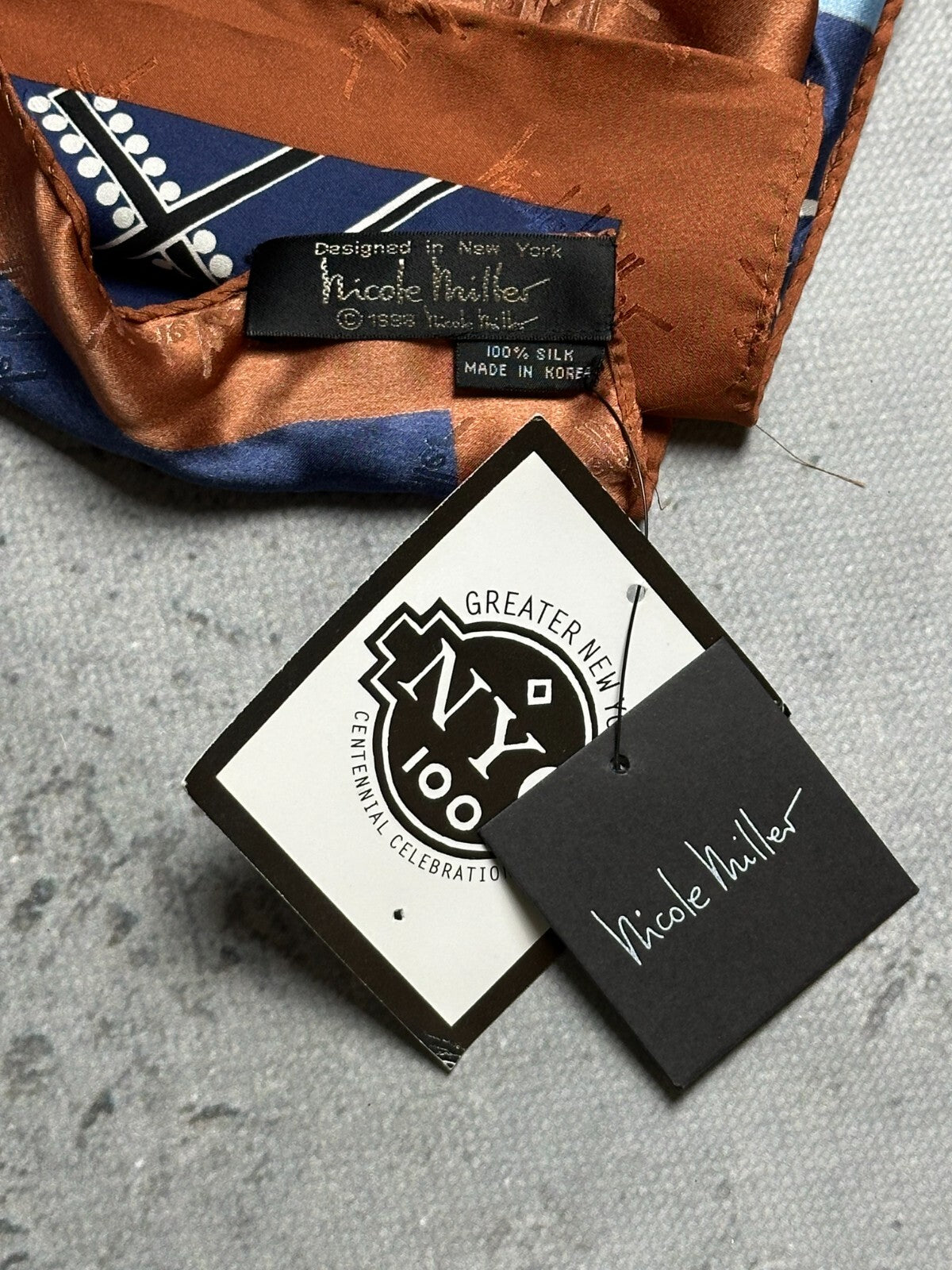 Nicole Miller 1998 Silk Scarf Times Square New York 90s Hype