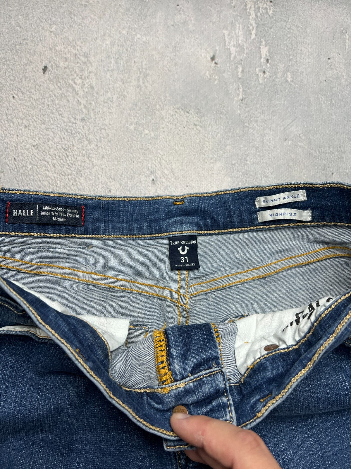 Vintage True Religion Studded Highrise Halle Denim Jeans y2k