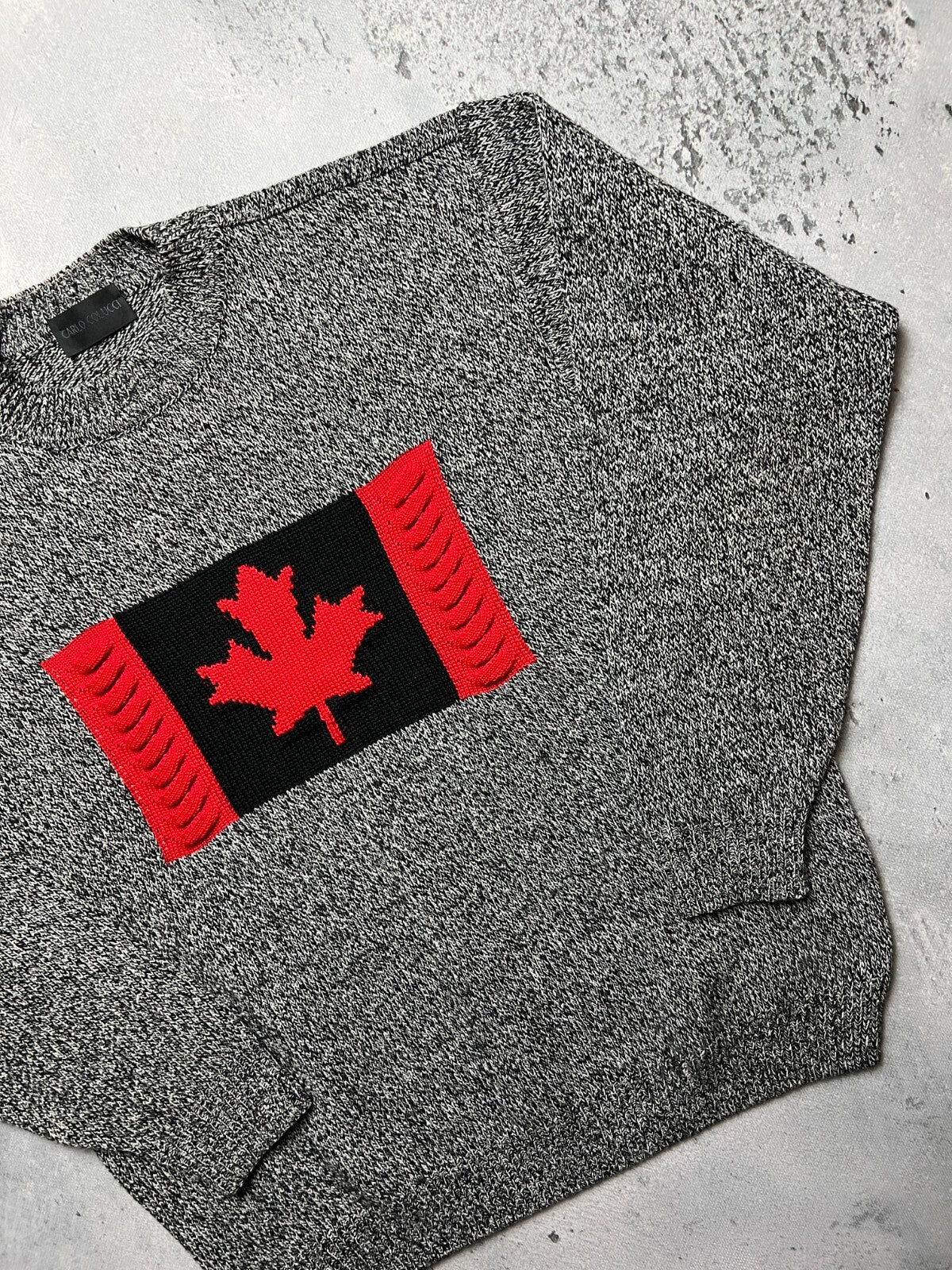 1990’s Vintage Carlo Colucci Canada Flag Wool Knit Sweater coogi style