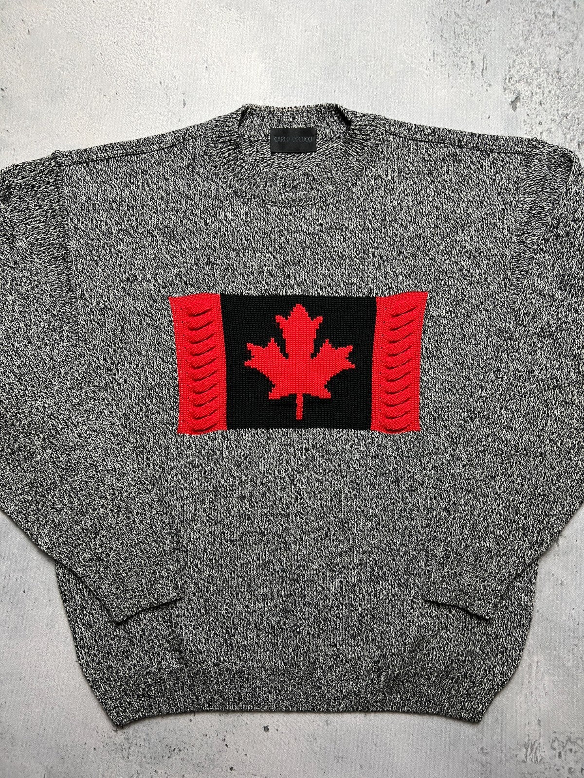1990’s Vintage Carlo Colucci Canada Flag Wool Knit Sweater coogi style