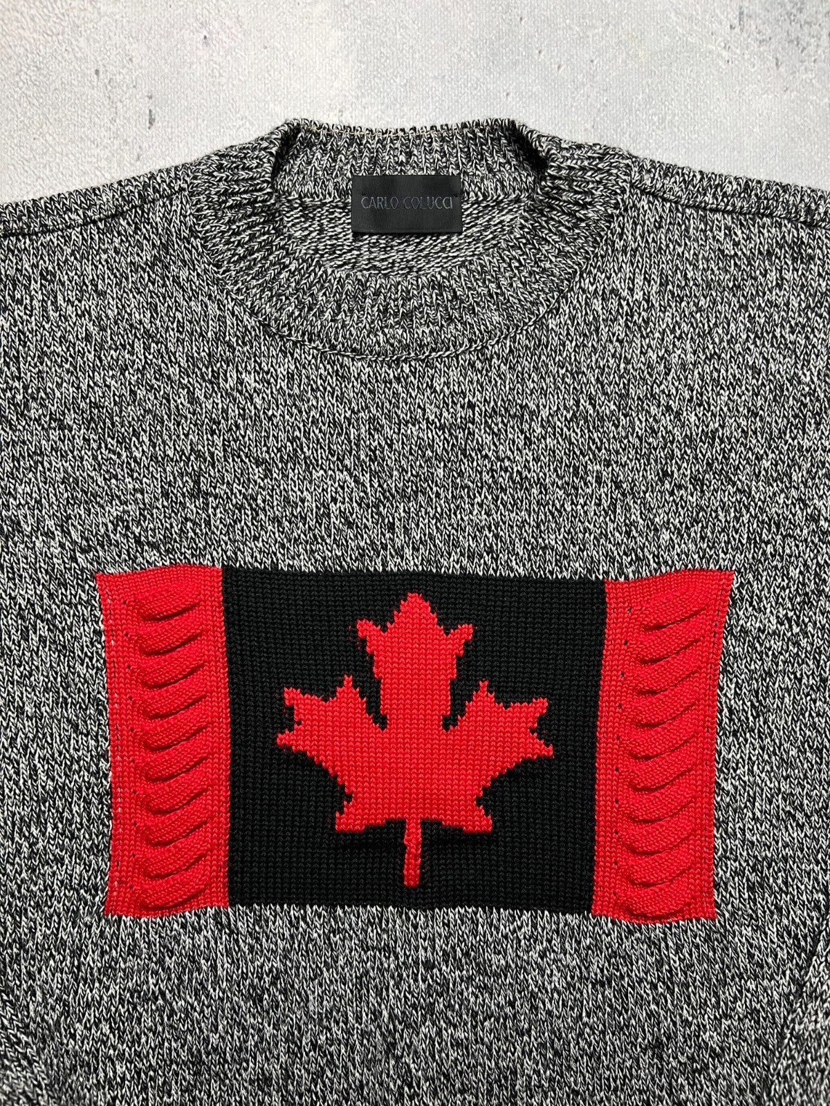 1990’s Vintage Carlo Colucci Canada Flag Wool Knit Sweater coogi style