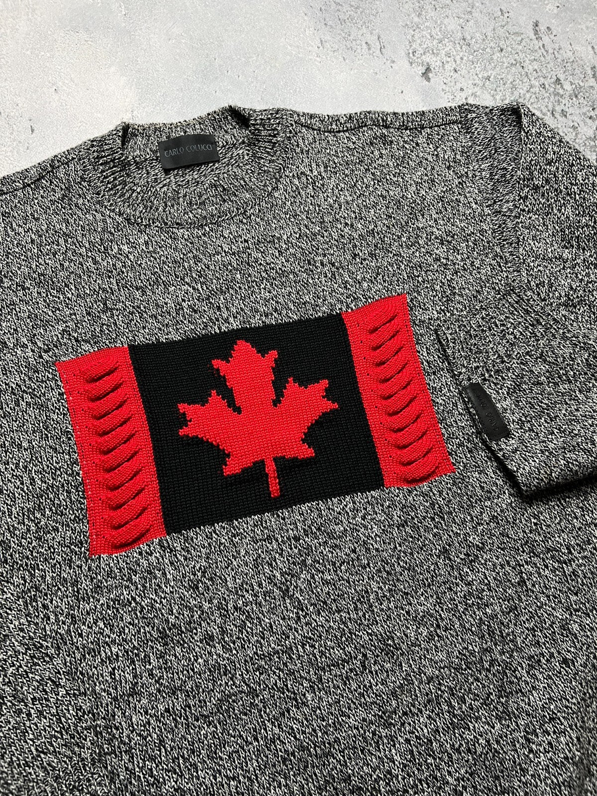 1990’s Vintage Carlo Colucci Canada Flag Wool Knit Sweater coogi style