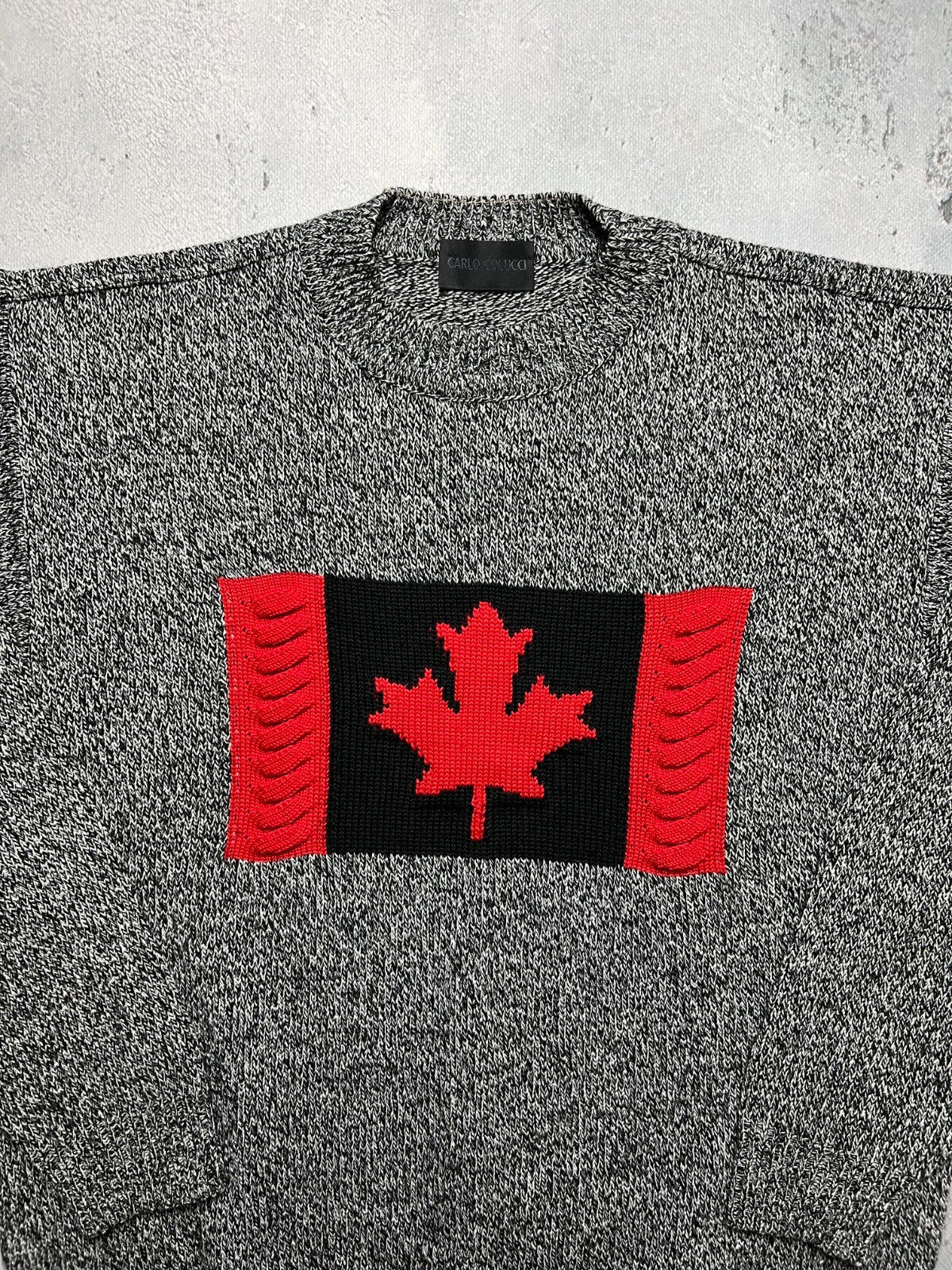 1990’s Vintage Carlo Colucci Canada Flag Wool Knit Sweater coogi style