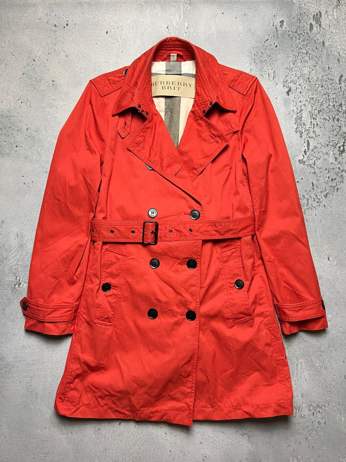 Rare Burberry Brit England Sandringham Belted Trench Coat Jacket