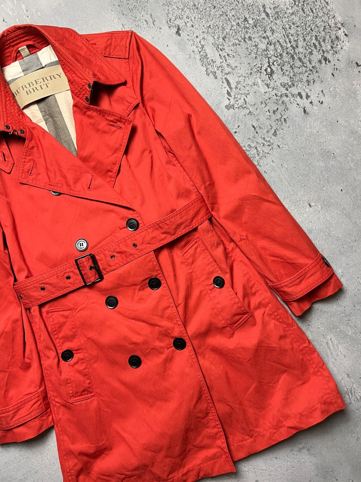 Rare Burberry Brit England Sandringham Belted Trench Coat Jacket