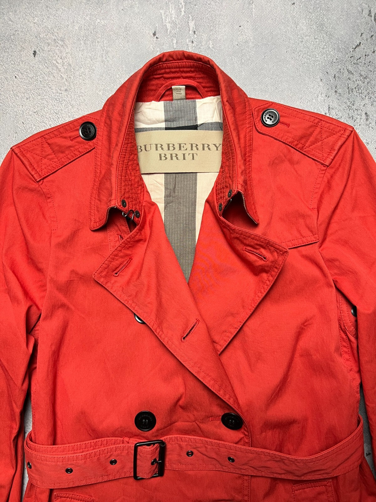 Rare Burberry Brit England Sandringham Belted Trench Coat Jacket