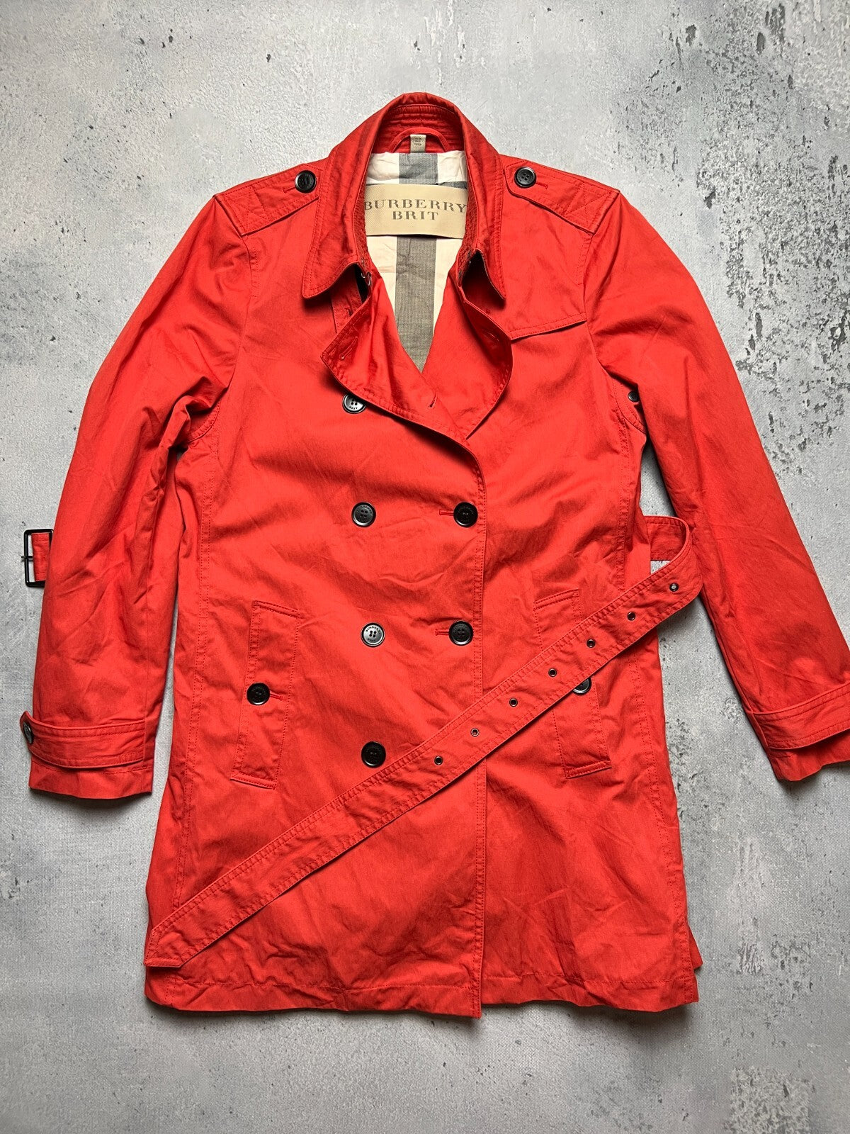 Rare Burberry Brit England Sandringham Belted Trench Coat Jacket