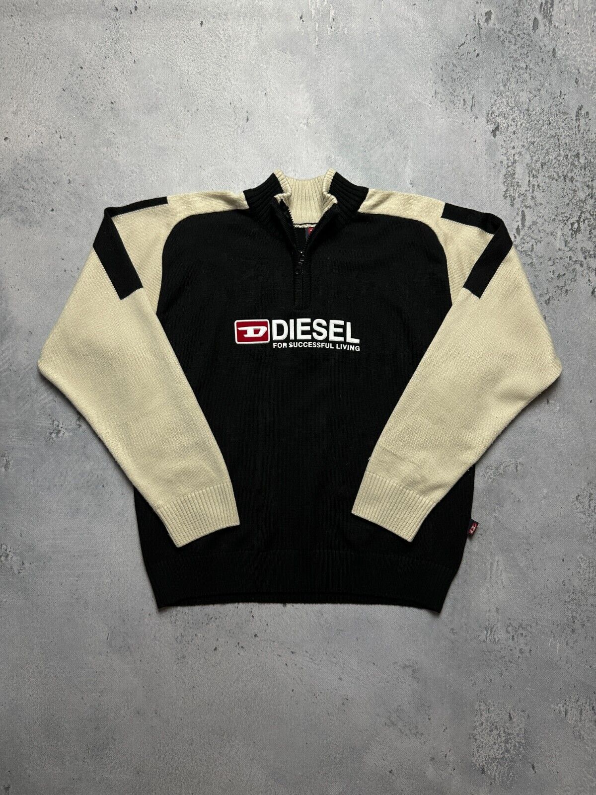 Diesel Vintage Distressed Knitwear Wool Half-Zip Sweater 90s