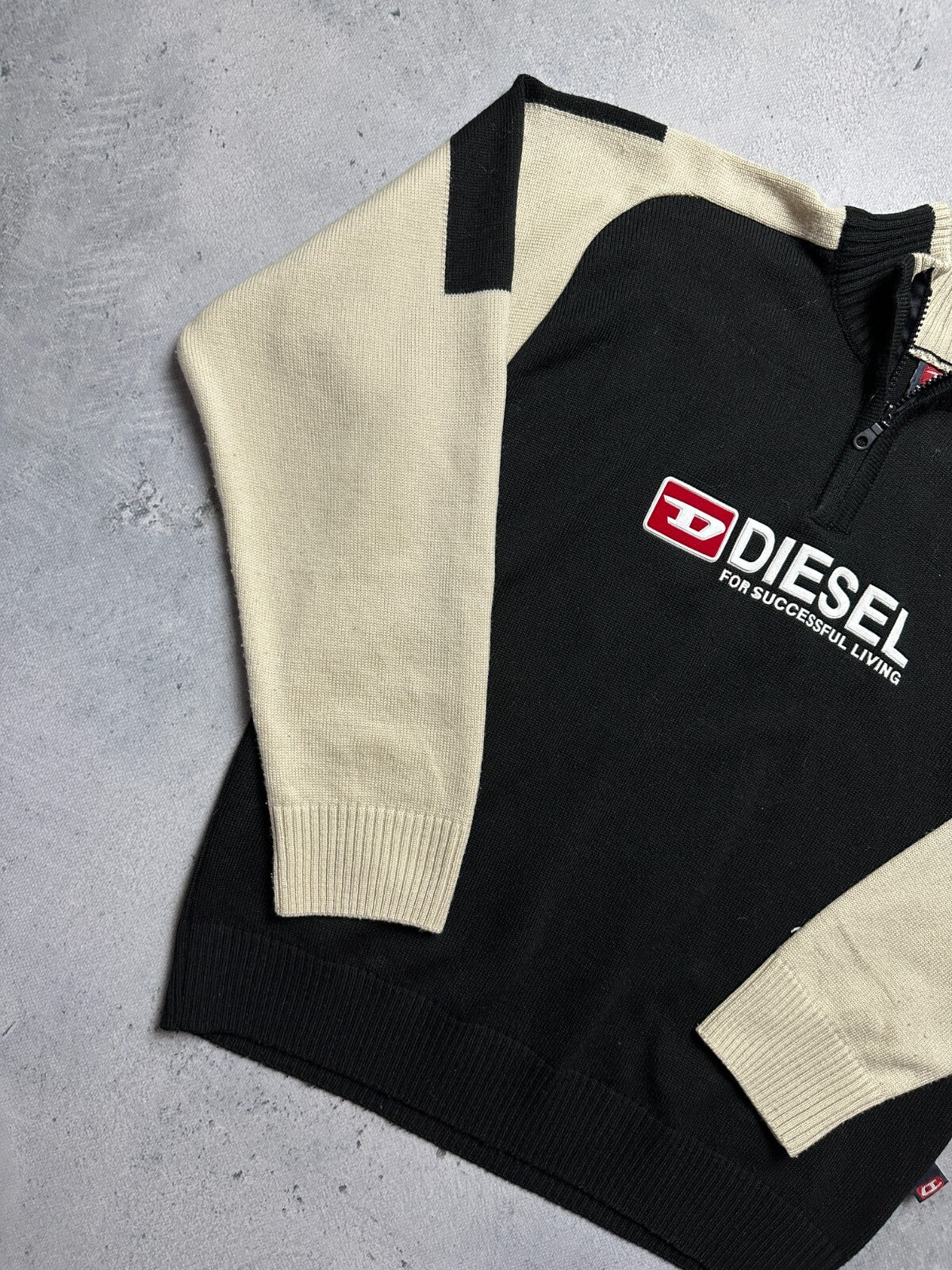 Diesel Vintage Distressed Knitwear Wool Half-Zip Sweater 90s