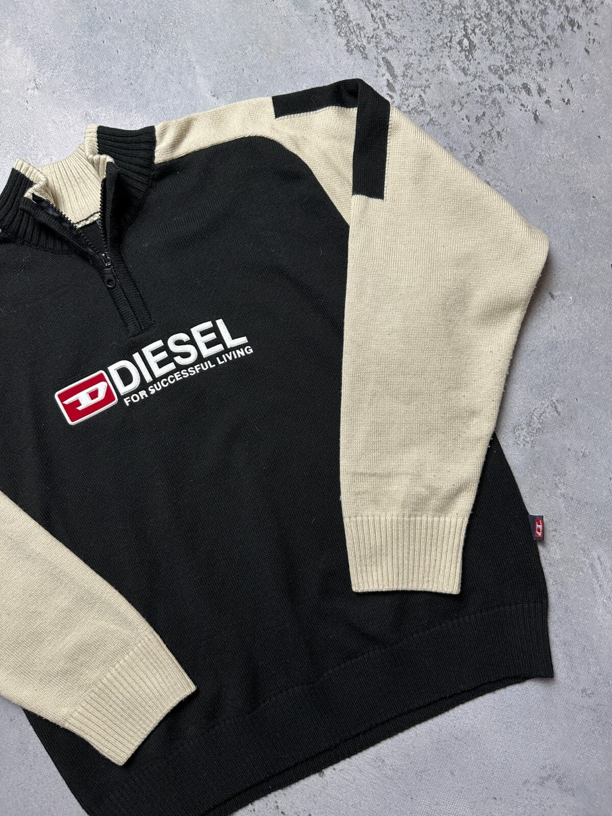 Diesel Vintage Distressed Knitwear Wool Half-Zip Sweater 90s