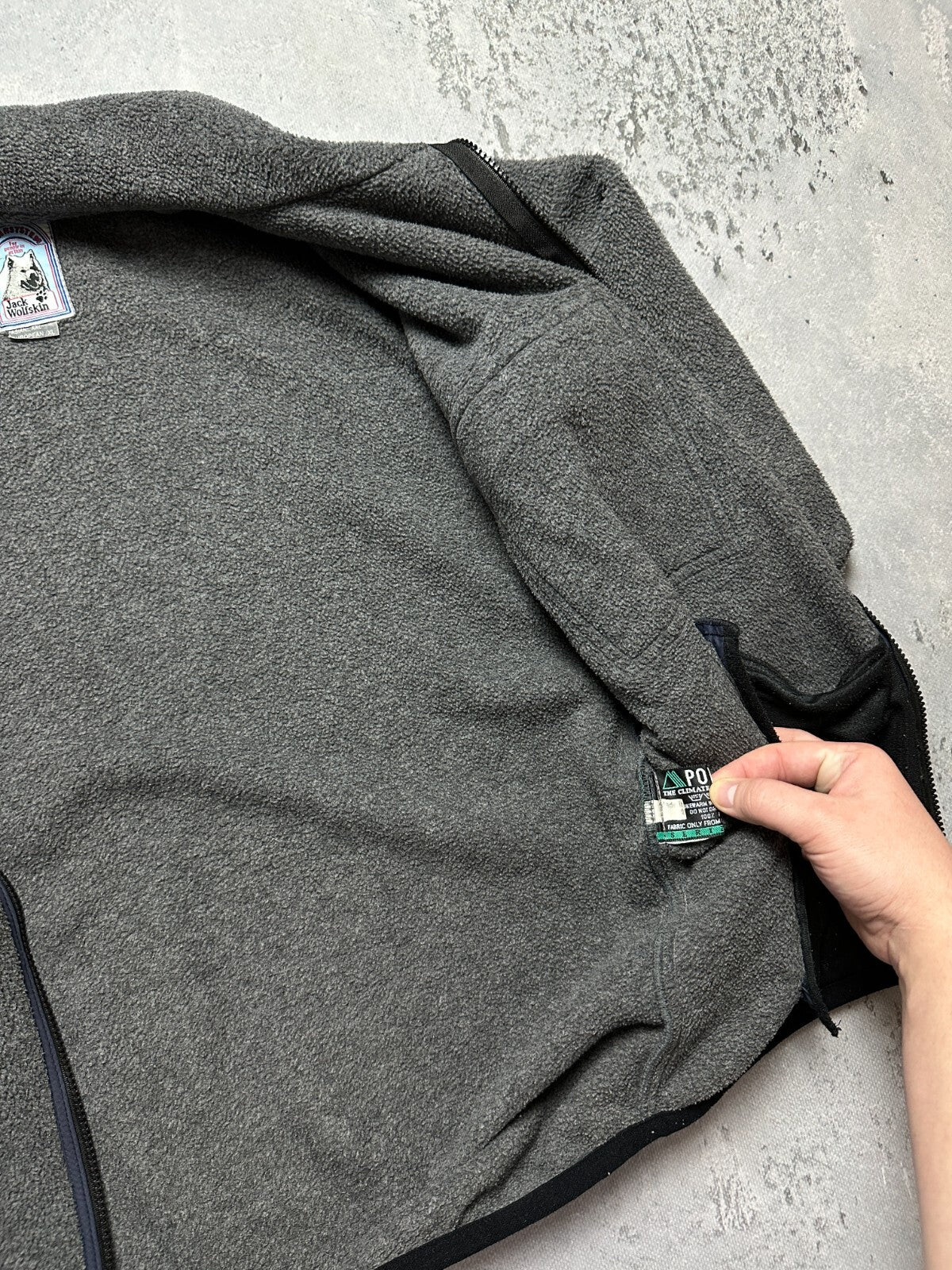 Rare Half Zip Full Zip-Up Jack Wolfskin Polartec Ski Fleece Winter Jacket