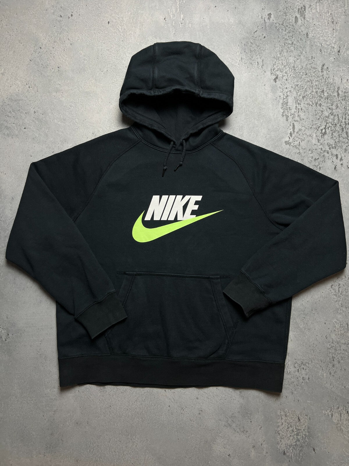 Nike boxy fit vintage hoodie center swoosh logo spellout y2k