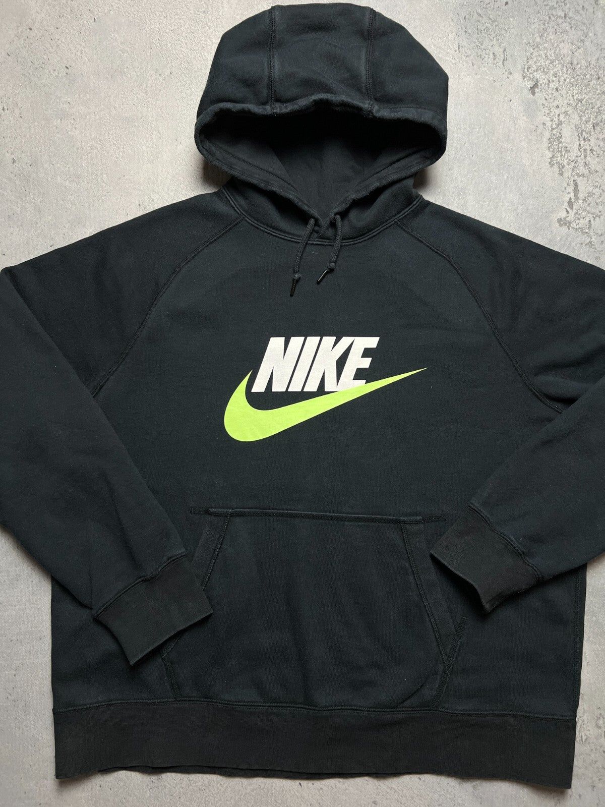 Nike boxy fit vintage hoodie center swoosh logo spellout y2k