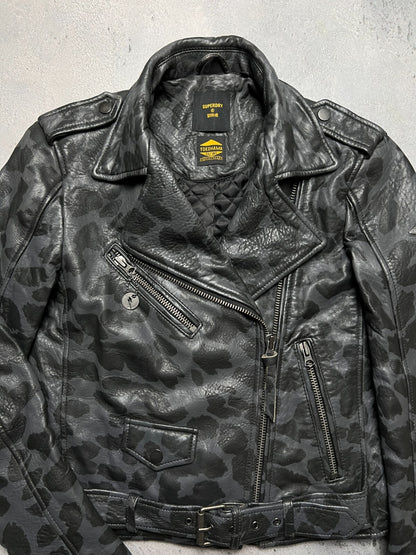 Superdry Yokohama Racing Rocker Cropped Leather Biker Jacket