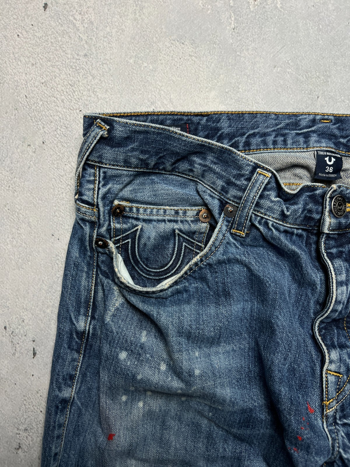 True Religion Rocco Washed Distressed Relaxed Jeans y2k USA