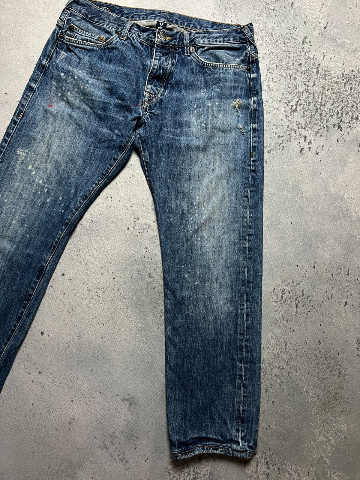 True Religion Rocco Washed Distressed Relaxed Jeans y2k USA