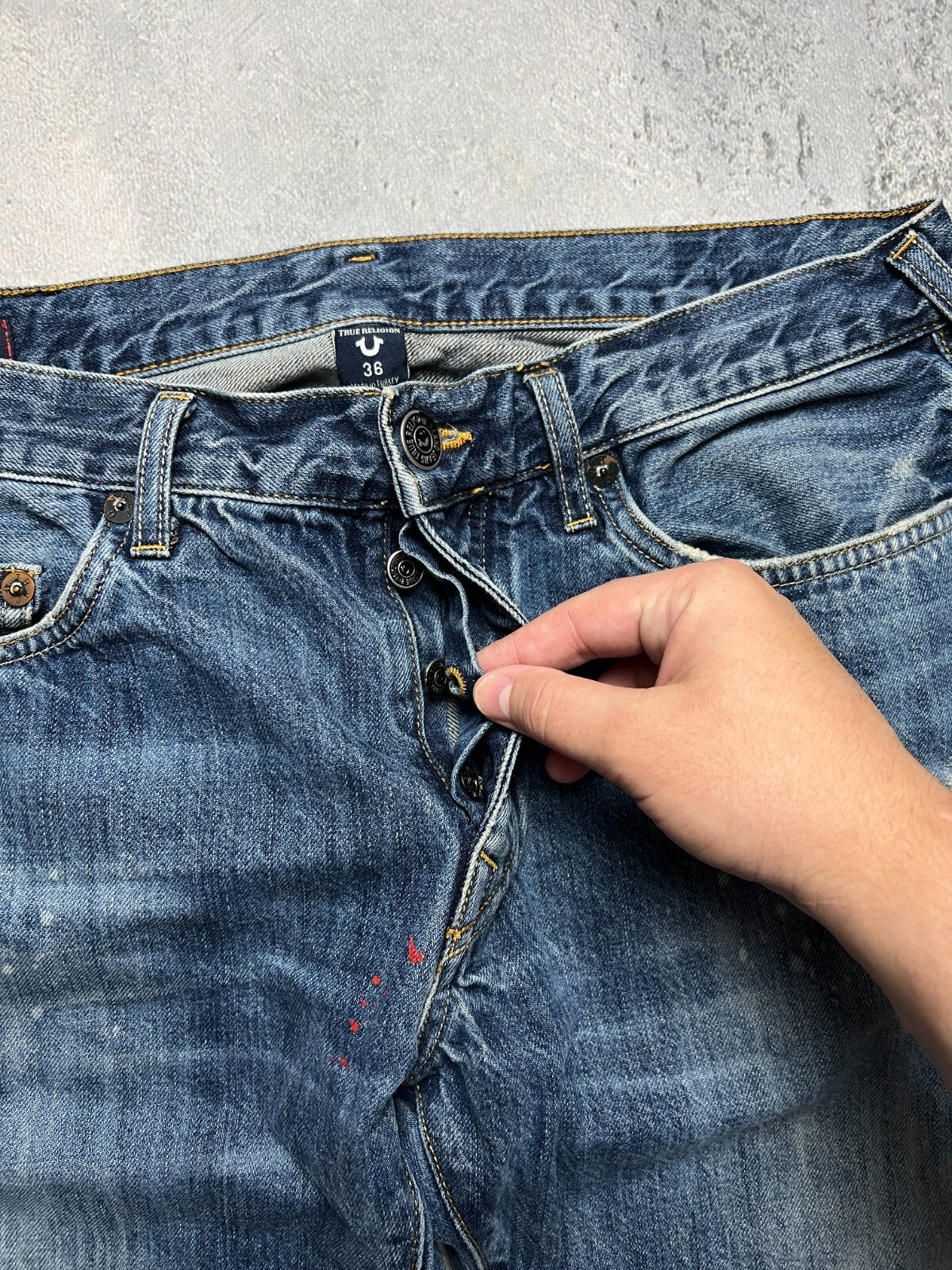 True Religion Rocco Washed Distressed Relaxed Jeans y2k USA