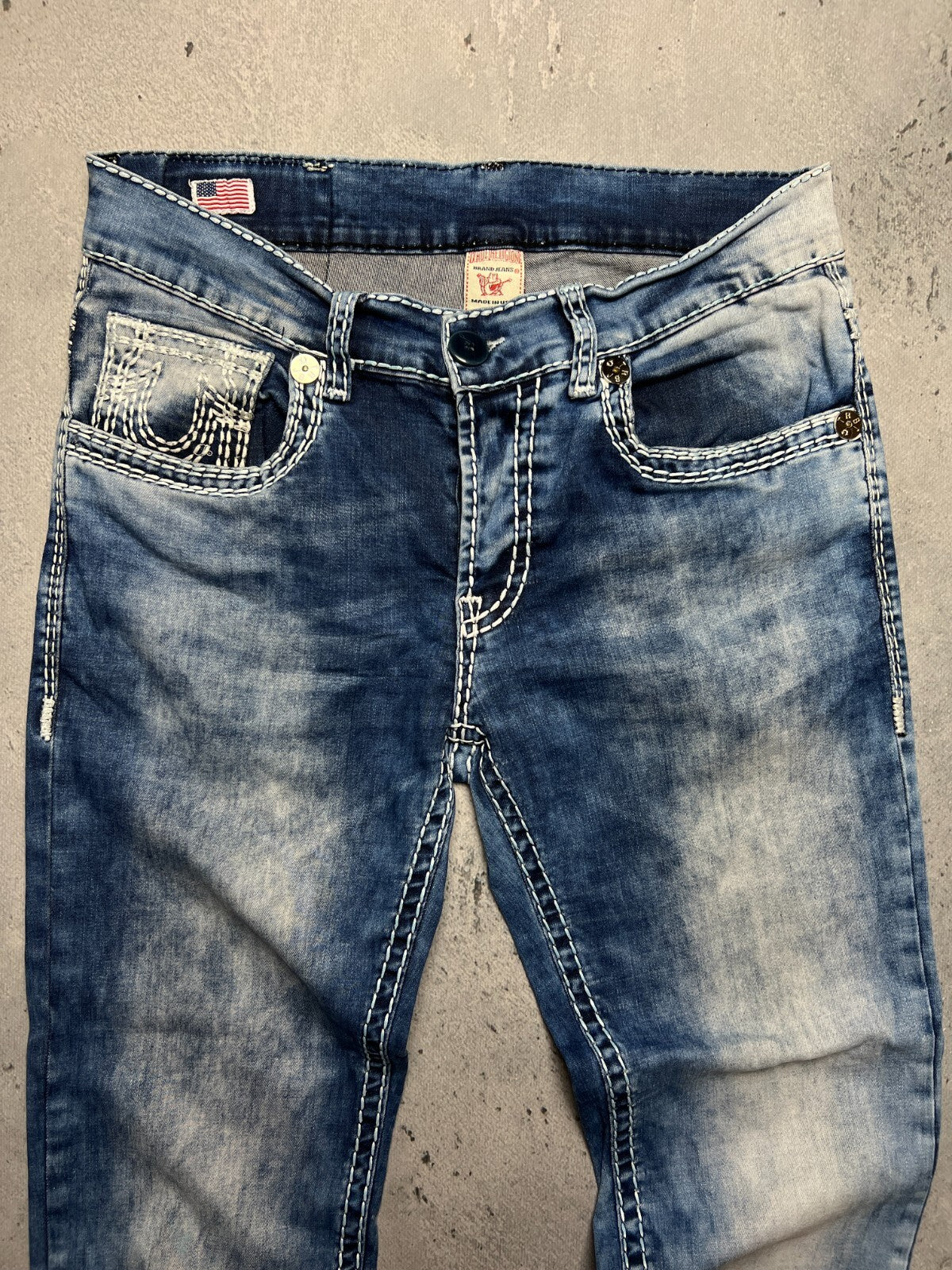 True Religion Joey Straight Distressed Relaxed Jeans y2k USA